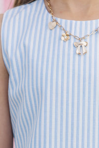 Girls: The Kira Light Blue Striped Scalloped Set