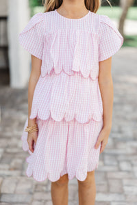 Girls: The Kandi Pink Gingham Tiered Dress