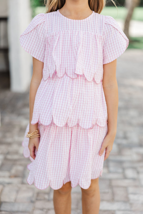 Girls: The Kandi Pink Gingham Tiered Dress