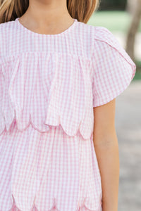 Girls: The Kandi Pink Gingham Tiered Dress
