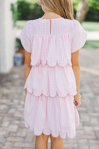 Girls: The Kandi Pink Gingham Tiered Dress