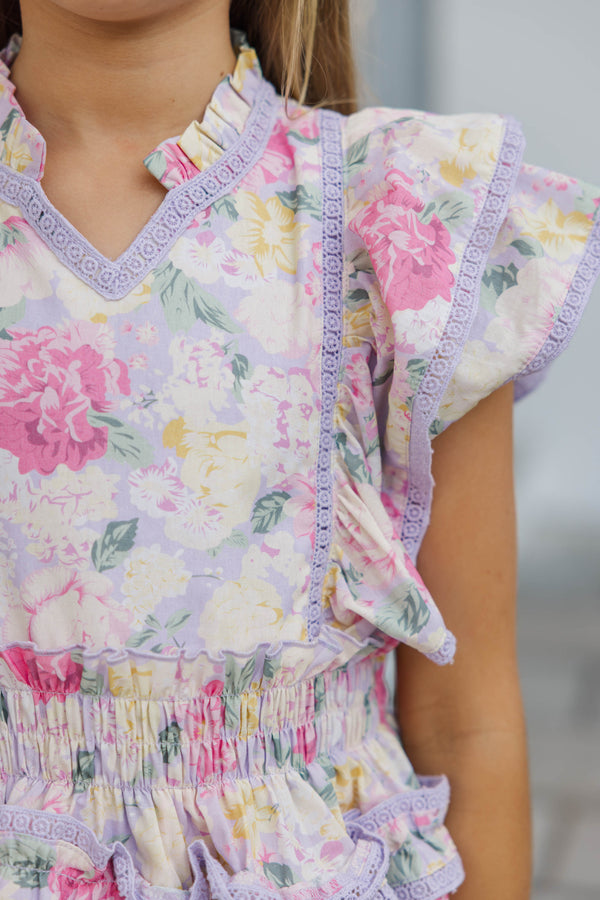 Girls: The Brinley Lavender Floral Dress