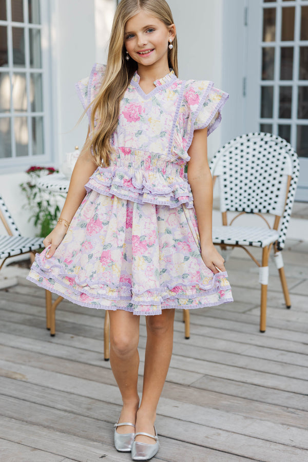 Girls: The Brinley Lavender Floral Dress