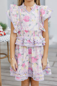 Girls: The Brinley Lavender Floral Dress