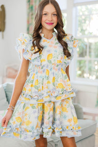 Girls: The Ivy Claire Light Blue Floral Eyelet Dress