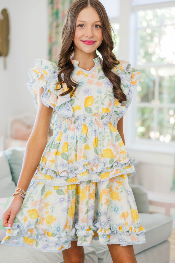 Girls: The Ivy Claire Light Blue Floral Eyelet Dress