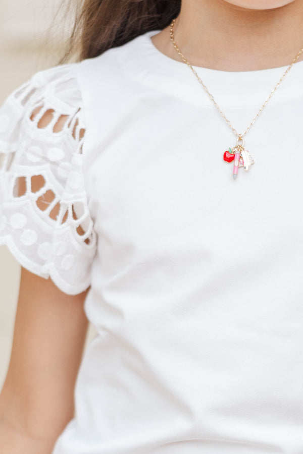 Girls: The Luna White Eyelet Top