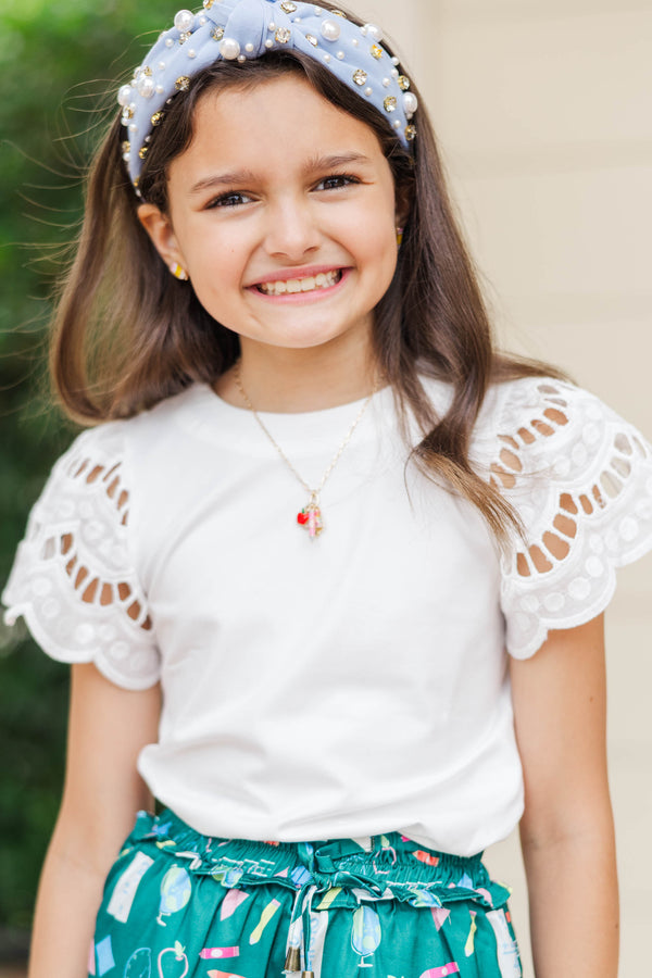 Girls: The Luna White Eyelet Top