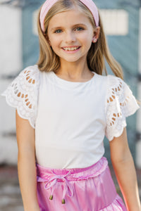 Girls: The Luna White Eyelet Top