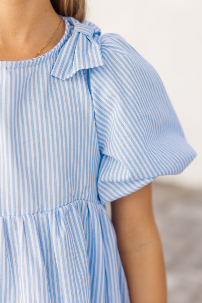 Blue Baby Doll in Striped Dress