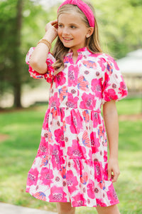 Girls: Somewhere Out There Pink Floral Babydoll Dress