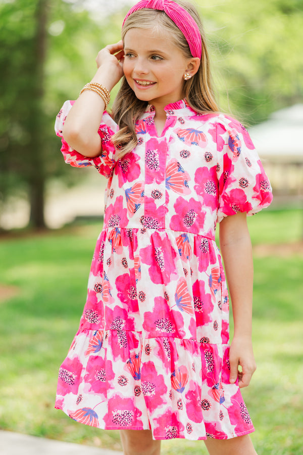 Girls: Somewhere Out There Pink Floral Babydoll Dress