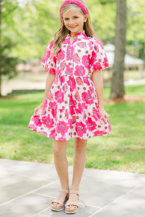 Girls: Somewhere Out There Pink Floral Babydoll Dress