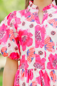 Girls: Somewhere Out There Pink Floral Babydoll Dress
