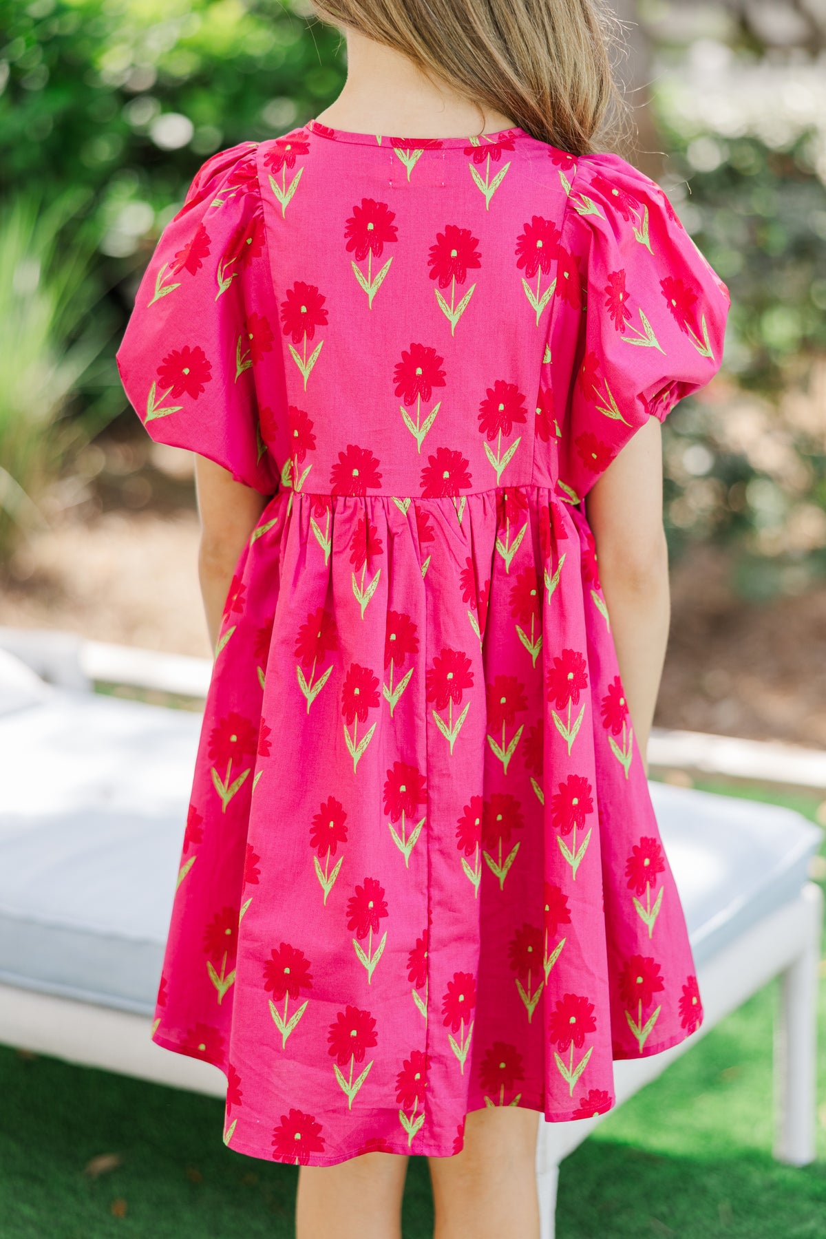 Funtasia Too Girls Blue Floral Dress - White Sash