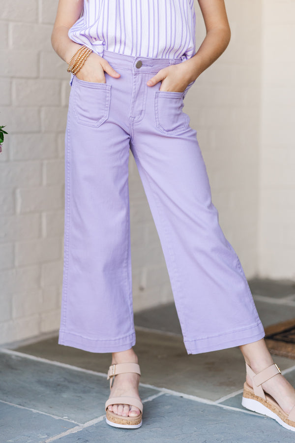 Girls: Give It Your All Lavender Wide Leg Denim