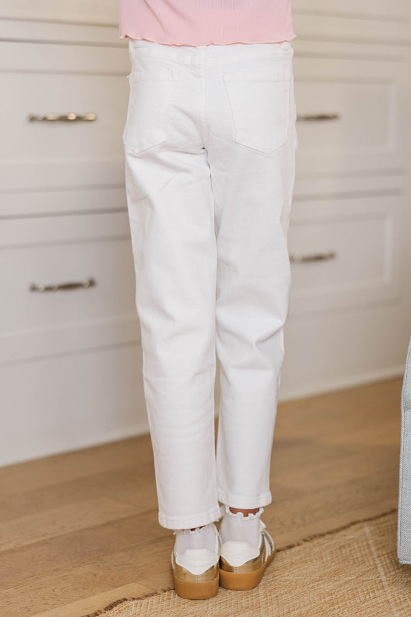 Girls: The Blakely White Straight Leg Jeans
