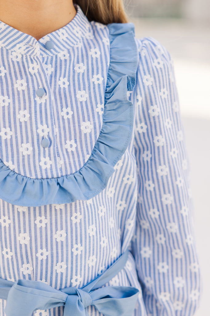 Girls: The Linley Light Blue Ditsy Floral Dress – Shop the Mint