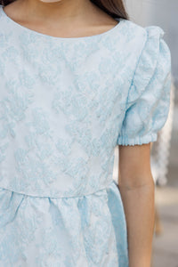 Girls: The Eloise Light Blue Floral Brocade Dress