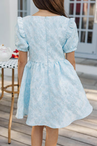 Girls: The Eloise Light Blue Floral Brocade Dress
