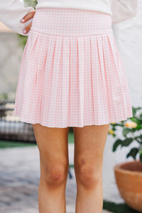 Girls: The Mila Pink Gingham Skort