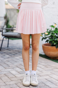 Girls: The Mila Pink Gingham Skort