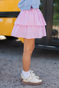 Girls: The Sarah Beth Pink Striped Skort
