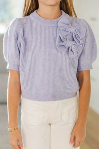 Girls: The Charlotte Lavender Bow Sweater