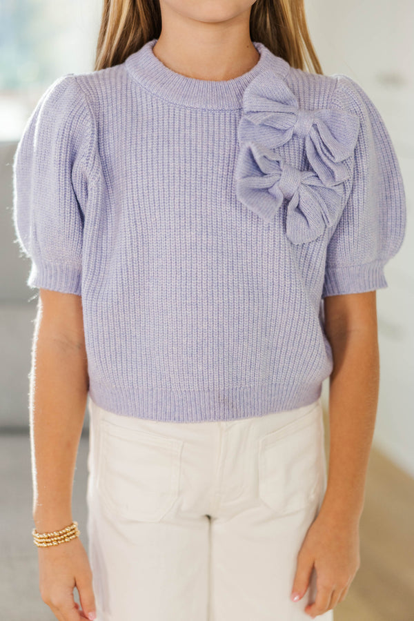 Girls: The Charlotte Lavender Bow Sweater