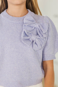 Girls: The Charlotte Lavender Bow Sweater