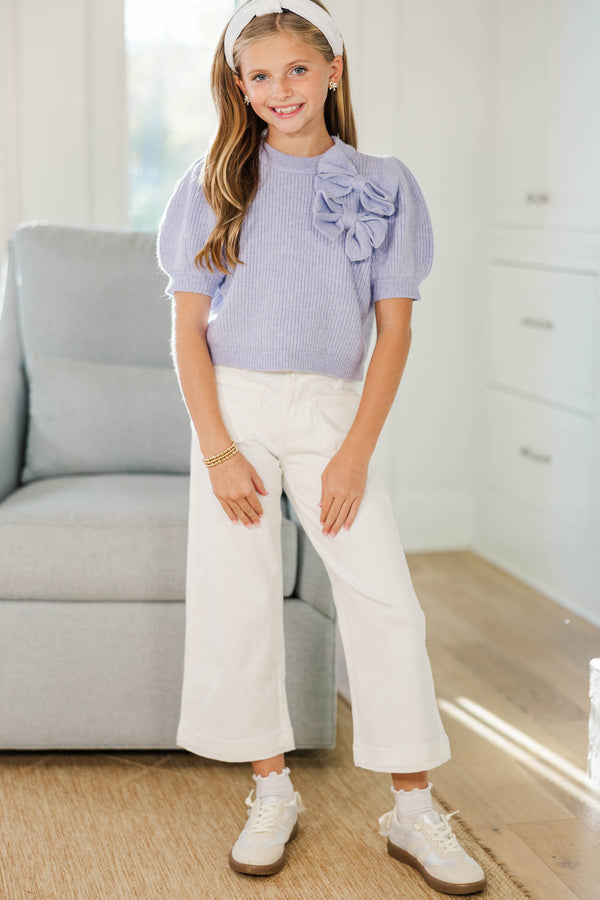 Girls: The Charlotte Lavender Bow Sweater