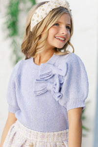 Girls: The Charlotte Lavender Bow Sweater