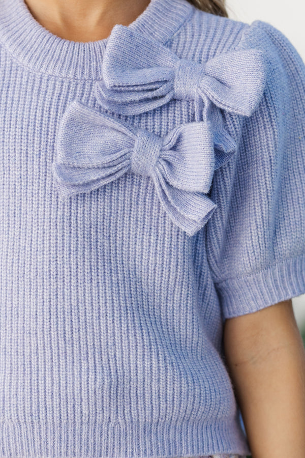 Girls: The Charlotte Lavender Bow Sweater