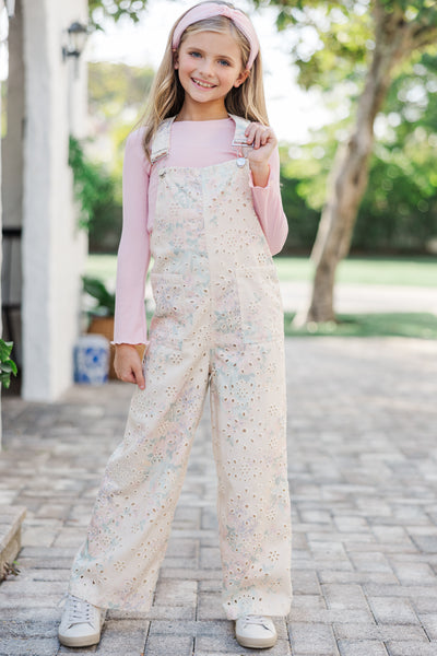 Girls: Have A Little Fun Cream Eyelet Overalls – Shop the Mint
