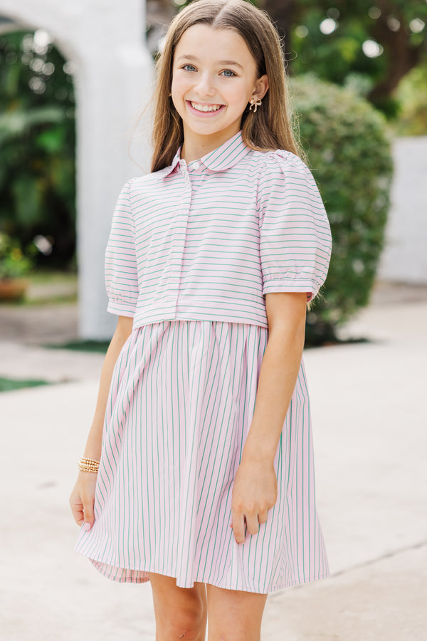 Girls: The Everly Pink Striped Dress Shop the Mint Girls: The Everly Pink Striped Dress Shop the Mint