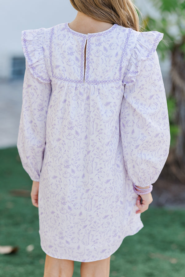 Girls: See It Through Lavender Toile Babydoll Dress