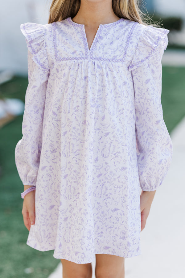 Girls: See It Through Lavender Toile Babydoll Dress