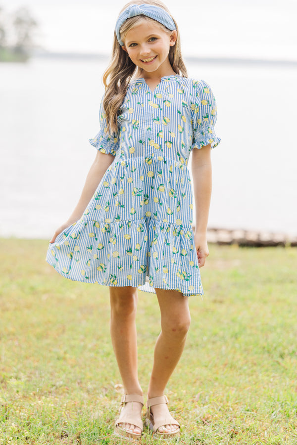 Girls: At This Time Navy Lemon Print Dress Shop the Mint Girls: At This Time Navy Lemon Print Dress Shop the Mint