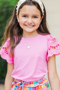 Girls: The Luna Pink Eyelet Top