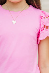 Girls: The Luna Pink Eyelet Top