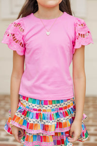 Girls: The Luna Pink Eyelet Top