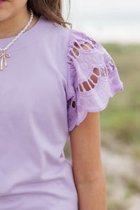Girls: The Luna Lavender Eyelet Top