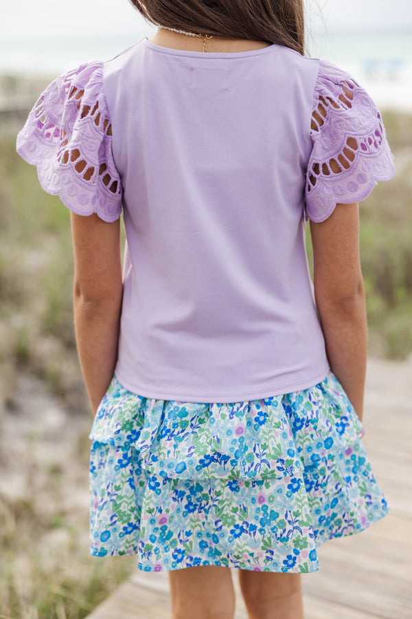 Girls: The Luna Lavender Eyelet Top