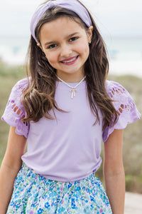 Girls: The Luna Lavender Eyelet Top