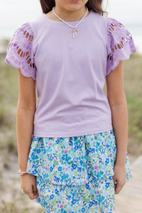 Girls: The Luna Lavender Eyelet Top