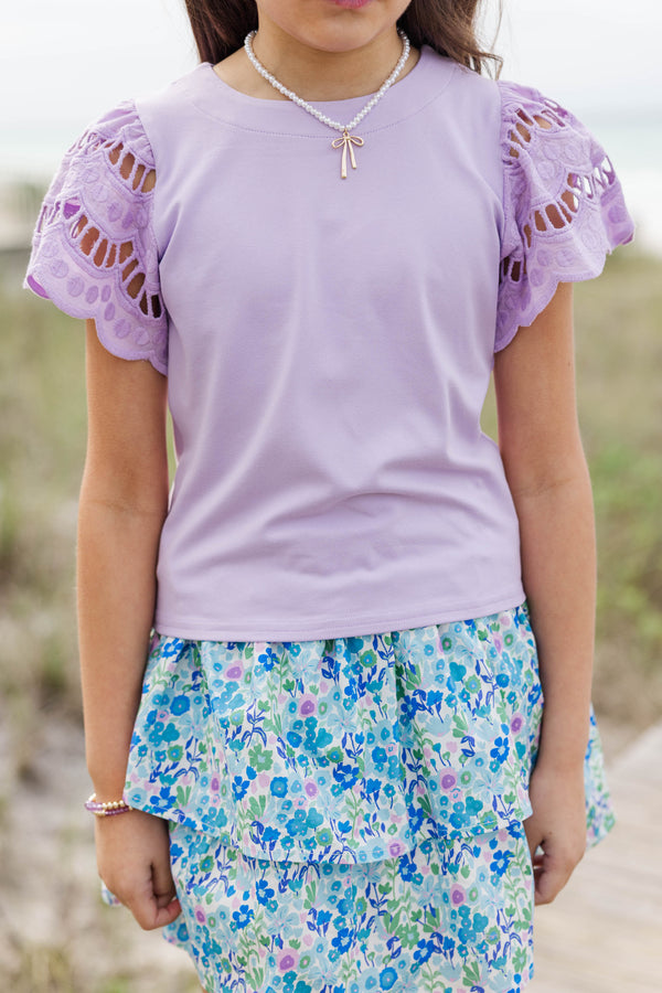 Girls: The Luna Lavender Eyelet Top