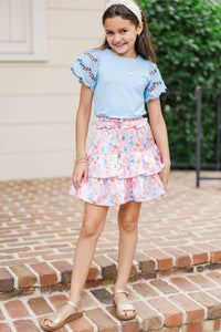 Girls: The Luna Light Blue Eyelet Top