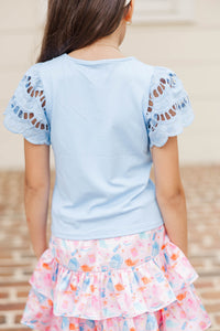 Girls: The Luna Light Blue Eyelet Top