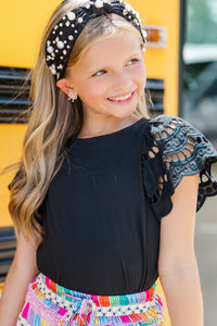 Girls: The Luna Black Eyelet Top