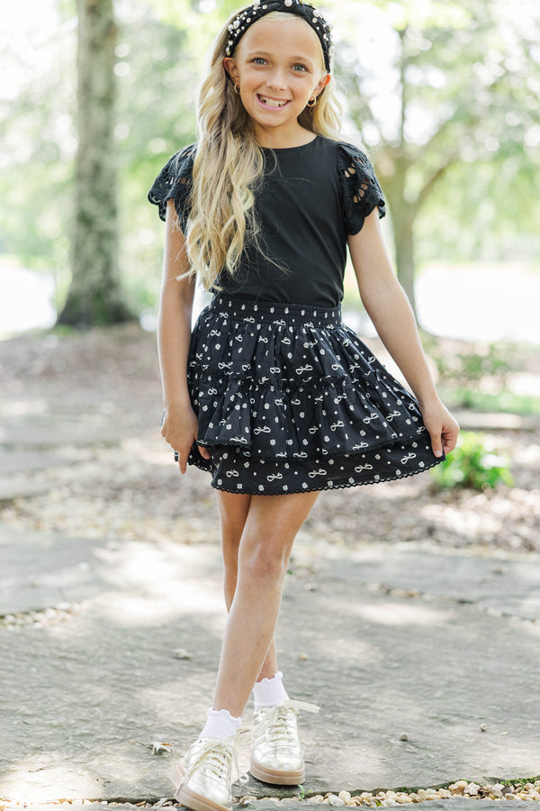 Girls: The Luna Black Eyelet Top